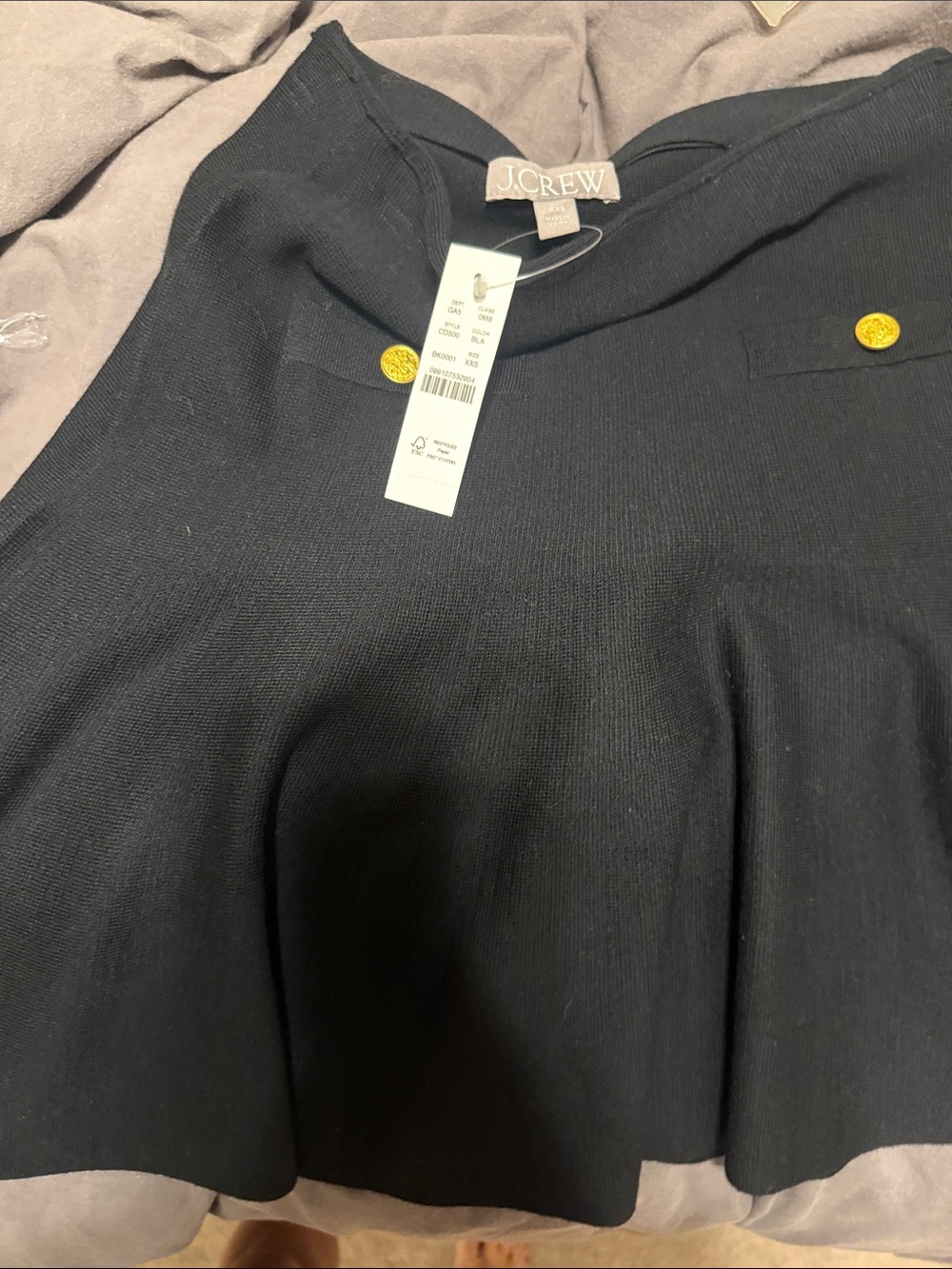J. Crew Black Knit Top and skirt set